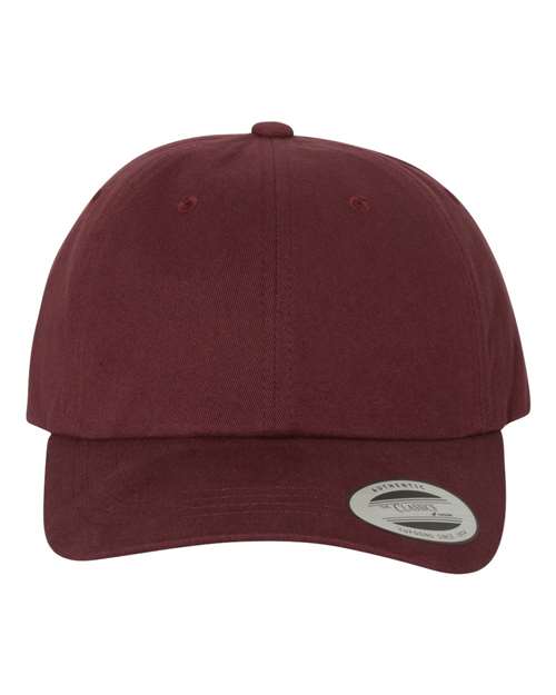 Peached Cotton Twill Dad Hat - Maroon Front