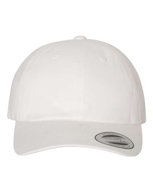 Peached Cotton Twill Dad Hat - White Front
