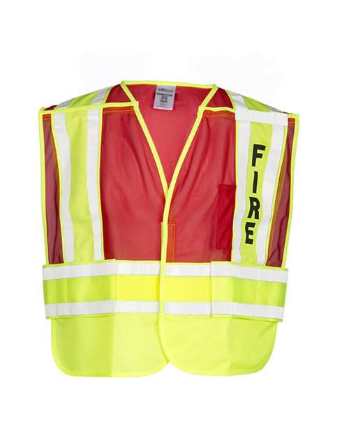 Kishigo Unisex Fire Vest - Lime/ Red Front