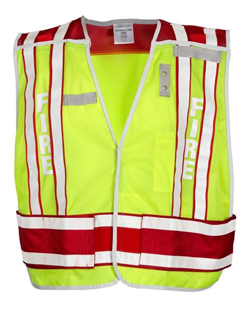 Kishigo Unisex Fire Vest - Lime/ Red Front
