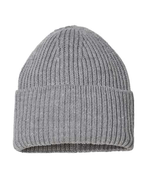 Atlantis Headwear Sustainable Chunky Rib Cuffed Beanie - Light Grey Front