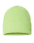 Atlantis Headwear Sustainable Chunky Rib Cuffed Beanie - Acid Green Front