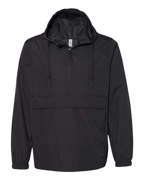 Independent Trading Co. Men's Nylon Anorak - Black Front