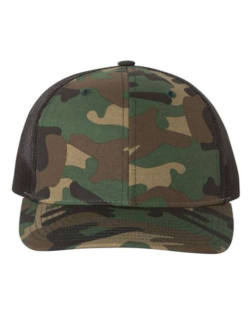 Richardson Printed Trucker Cap - Army Camo/ Black Front