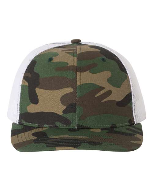Richardson Printed Trucker Cap - Army Camo/ White Front