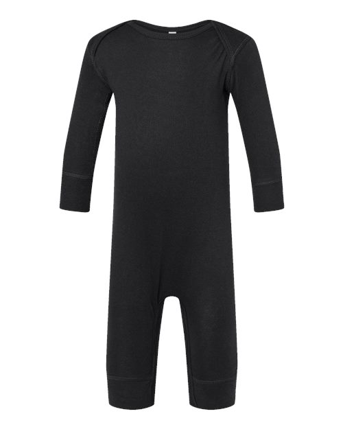 Rabbit Skins Infant Long Legged Baby Rib Bodysuit - Black Front