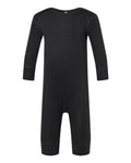Rabbit Skins Infant Long Legged Baby Rib Bodysuit - Black Front