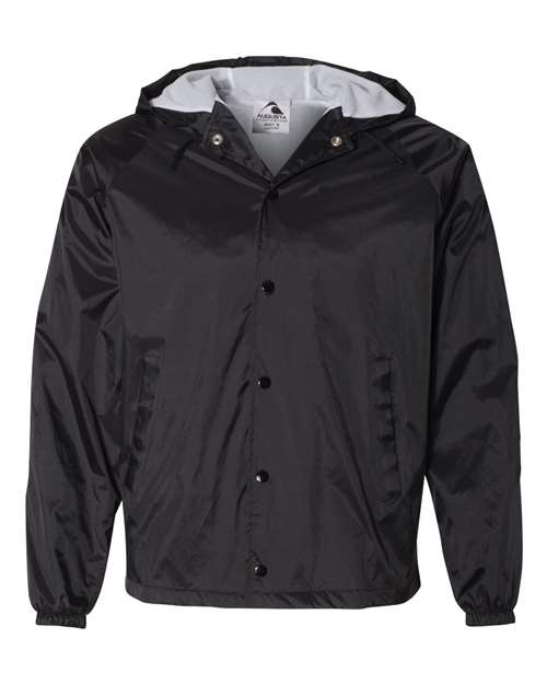 Augusta Sportswear Unisex Hooded Coach's Jacket - Black Front
