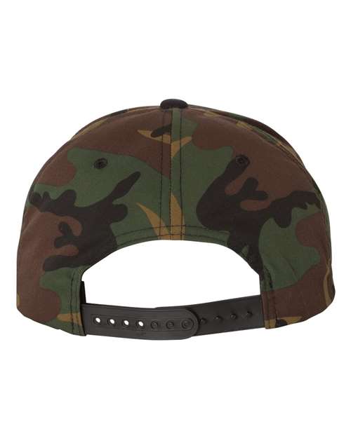 Premium Flat Bill Snapback Cap - Camo/ Black Back