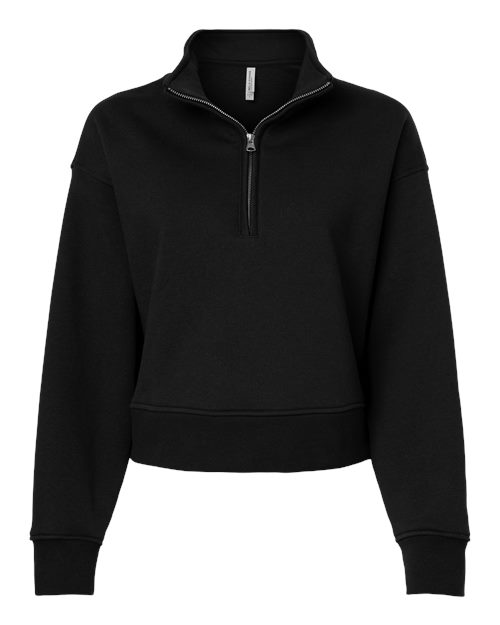 BELLA + CANVAS Women's 10 oz. Heavyweight Half-Zip Pullover - Black Front