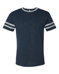 JERZEES Unisex Triblend Varsity Ringer T-Shirt - Indigo Heather/ Oxford Front