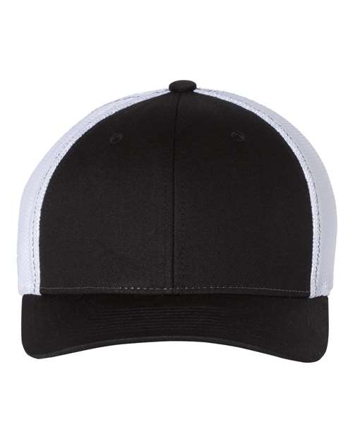 Richardson R-Flex Trucker Cap - Black/ White Front
