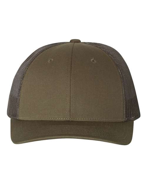 Richardson Low Pro Trucker Cap - Chocolate Chip/ Grey Brown Front