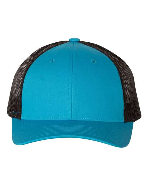 Richardson Low Pro Trucker Cap - Cyan/ Black Front