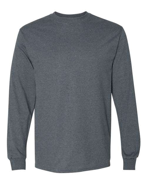 Unisex DryBlend® 50/50 Long Sleeve T-Shirt - Dark Heather Front