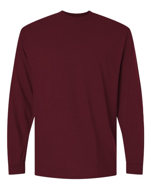 Unisex DryBlend® 50/50 Long Sleeve T-Shirt - Maroon Front