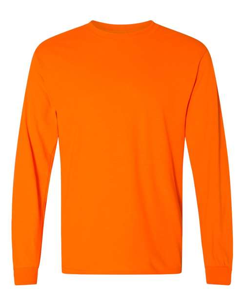 Unisex DryBlend® 50/50 Long Sleeve T-Shirt - Safety Orange Front