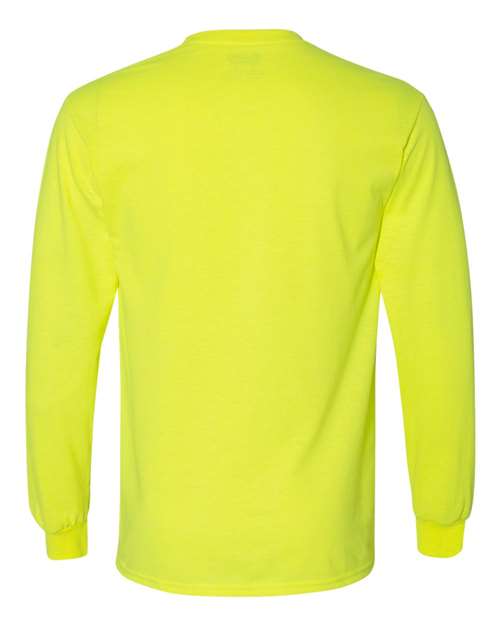 Unisex DryBlend® 50/50 Long Sleeve T-Shirt - Safety Green Back
