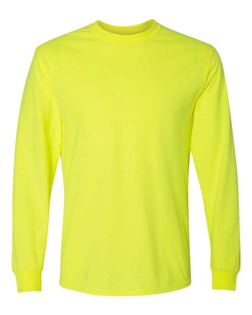 Unisex DryBlend® 50/50 Long Sleeve T-Shirt - Safety Green Front