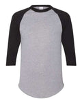 Augusta Sportswear Unisex Three-Quarter Raglan Sleeve Baseball Jersey T-Shirt - Athletic Heather/ Black Front
