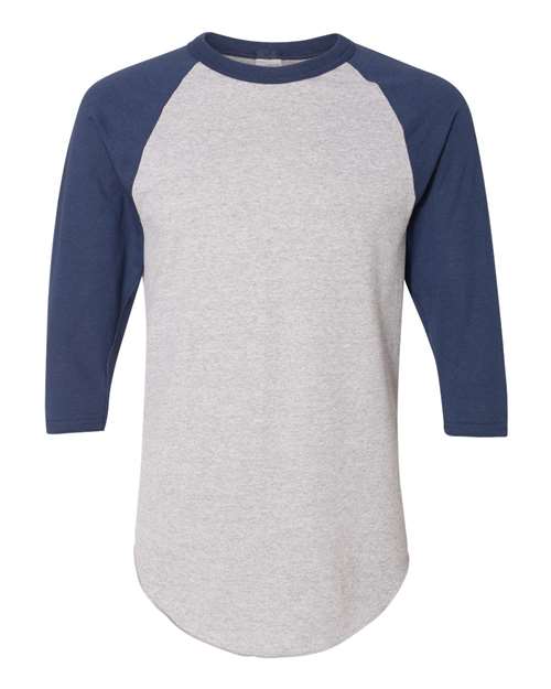 Augusta Sportswear Unisex Three-Quarter Raglan Sleeve Baseball Jersey T-Shirt - Athletic Heather/ Navy Front