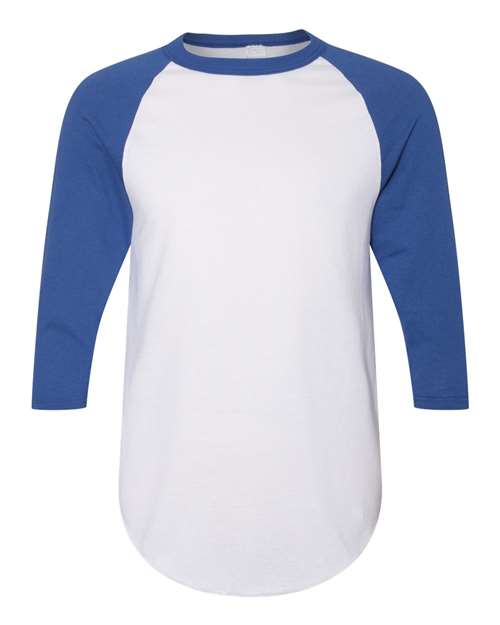 Augusta Sportswear Unisex Three-Quarter Raglan Sleeve Baseball Jersey T-Shirt - White/ Royal Front