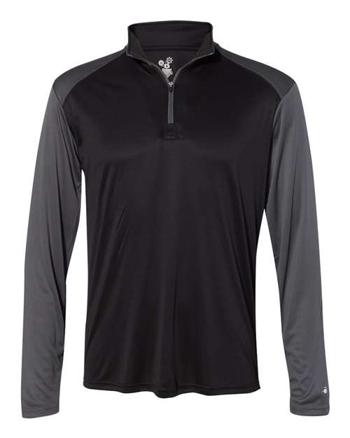 Badger Men's Ultimate SoftLock™ Sport Quarter-Zip Pullover - Black/ Graphite Front