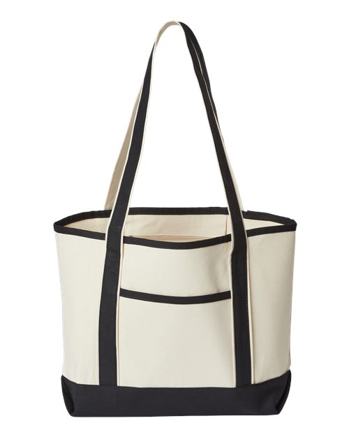 OAD Promotional Heavyweight Medium Beach Tote - Natural/ Black Front