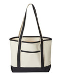 OAD Promotional Heavyweight Medium Beach Tote - Natural/ Black Front