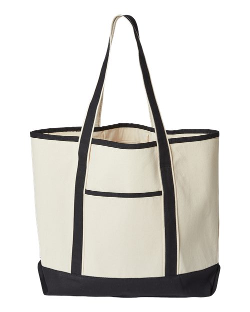 OAD Promotional Heavyweight Large Beach Tote - Natural/ Black Front