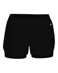 Badger Women's Double Up Shorts - Black/ Black Front