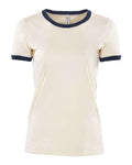 Next Level Women's Ringer Tee - Natural/ Midnight Navy Front