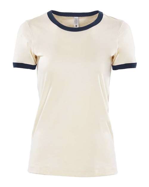 Next Level Women's Ringer Tee - Natural/ Midnight Navy Front