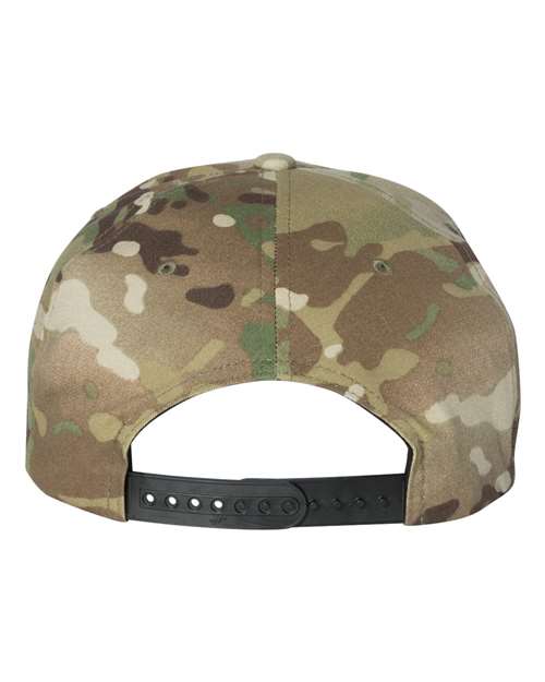 Premium Flat Bill Snapback Cap - Multicam Green Back