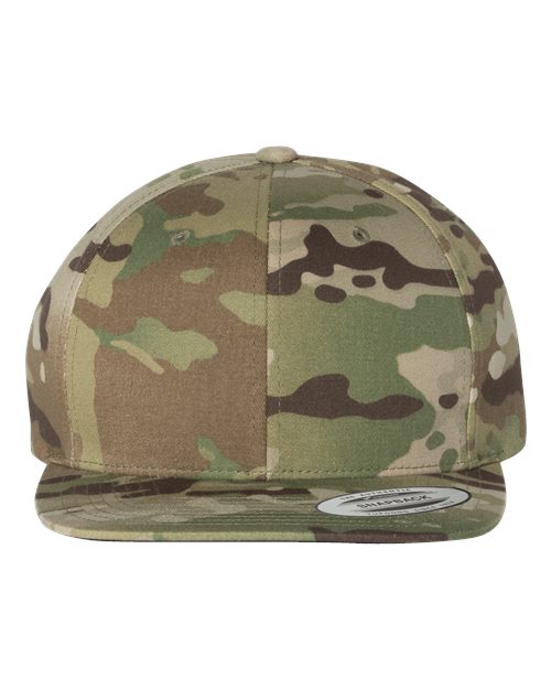 Premium Flat Bill Snapback Cap - Multicam Green Front