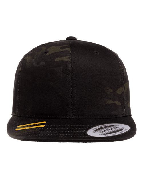 Premium Flat Bill Snapback Cap - Multicam Black Front