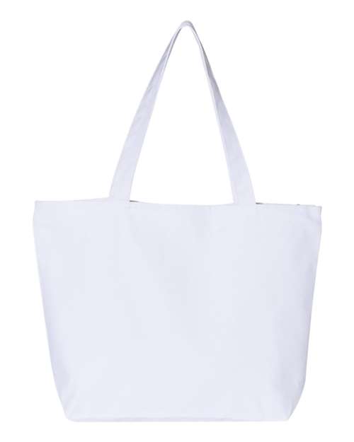 25L Zippered Tote - White Front