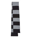 Sportsman Rugby-Striped Knit Scarf - Heather Black/ Heather Grey Front