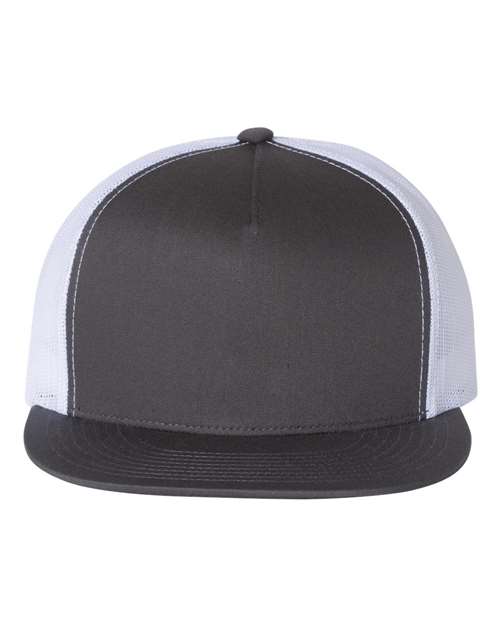 YP Classics Classic Five-Panel Trucker Cap - Charcoal/ White Front
