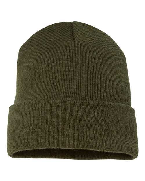 Cuffed Beanie - Olive Back