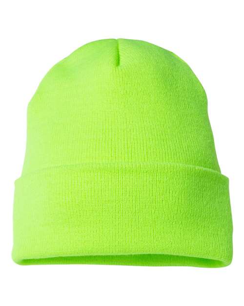 Cuffed Beanie - Safety Green Back