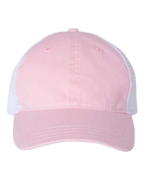 Richardson Garment-Washed Trucker Cap - Pink/ White Front