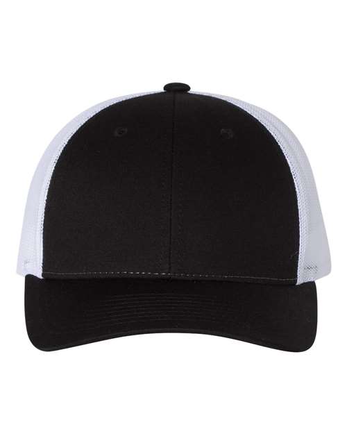Richardson Low Pro Trucker Cap - Black/ White Front