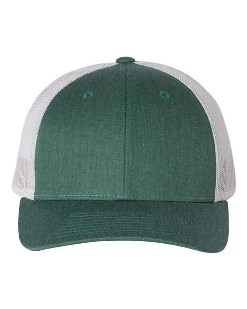 Richardson Low Pro Trucker Cap - Heather Dark Green/ Silver Front