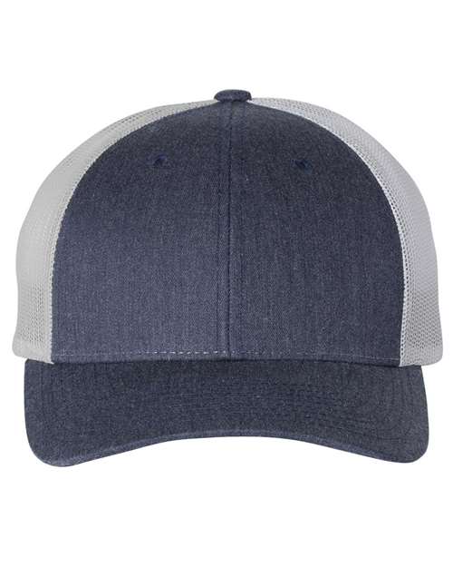Richardson Low Pro Trucker Cap - Heather Navy/ Light Grey Front