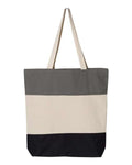 11L Tri-Color Tote - Black/ Natural/ Light Grey Front