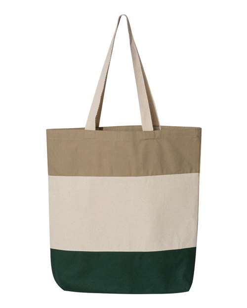 11L Tri-Color Tote - Forest/ Natural/ Khaki Front