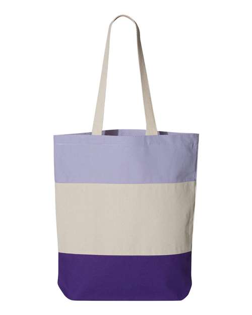 11L Tri-Color Tote - Purple/ Natural/ Lavender Front