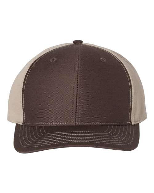 Richardson Twill Back Trucker Cap - Brown/ Khaki Front