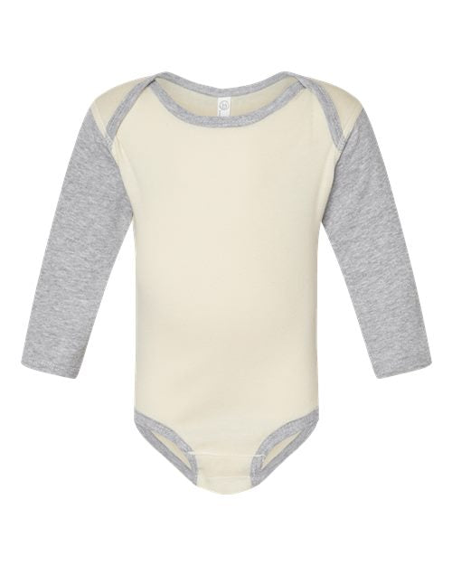 Rabbit Skins Infant Long Sleeve Baby Rib Bodysuit - Natural/ Heather Front